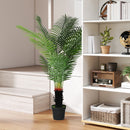 HOMCOM Artificial Areca Palm Tree with PE Leaves and Flocked Soil