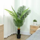 HOMCOM Artificial Areca Palm Tree with PE Leaves and Flocked Soil