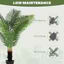 HOMCOM Artificial Areca Palm Tree with PE Leaves and Flocked Soil