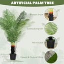 HOMCOM Artificial Areca Palm Tree with PE Leaves and Flocked Soil