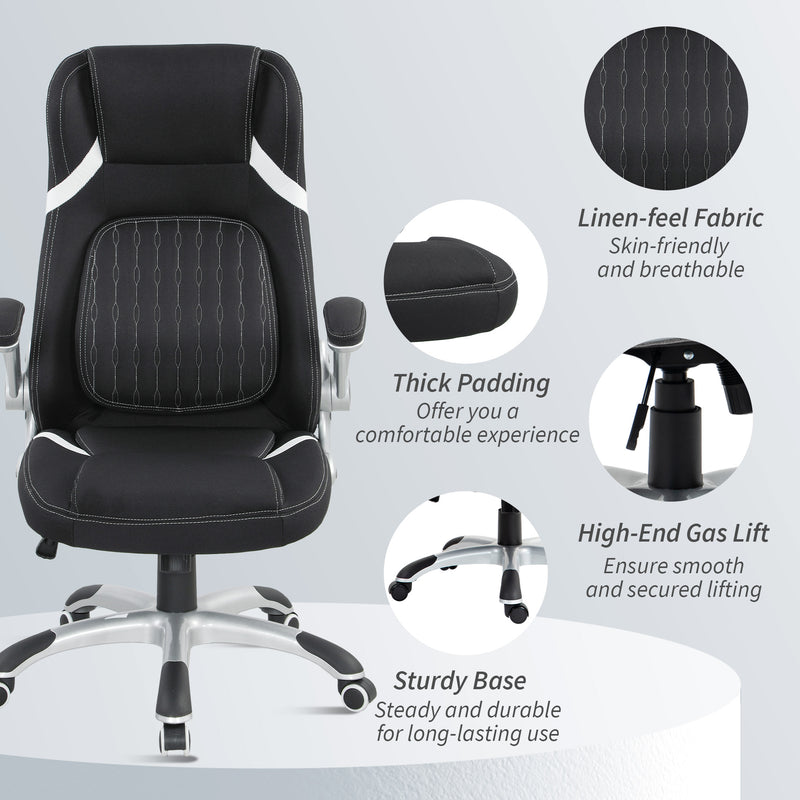 Vinsetto Fabric Office Desk Chair W/ Adjustable Height Tilt Function
