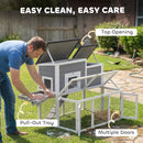 PawHut Wooden Rabbit Hutch, Outdoor Bunny Cage with Waterproof Roof