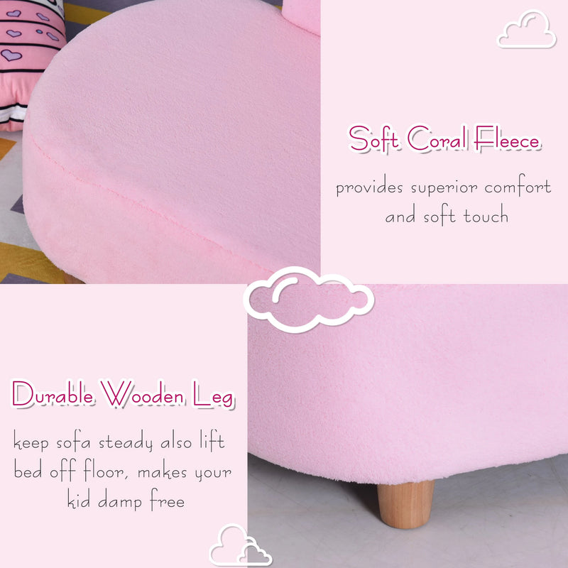 HOMCOM Kids Velvet-Like Chaise Lounge – Pink