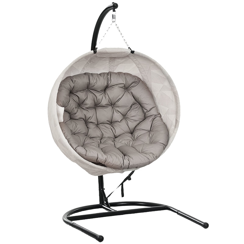 Outsunny Hanging Egg Chair Outdoor Indoor Swing Chair, Folding Basket