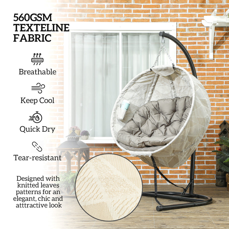 Outsunny Hanging Egg Chair Outdoor Indoor Swing Chair, Folding Basket