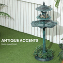 Outsunny 3-in-1 Garden Bird Bath, Birdbath with Large Water Basin, Green