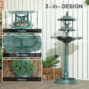 Outsunny 3-in-1 Garden Bird Bath, Birdbath with Large Water Basin, Green