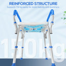 HOMCOM Rust-Free Aluminium Bath Chair with Adjustable Height, Dark Blue