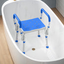 HOMCOM Rust-Free Aluminium Bath Chair with Adjustable Height, Dark Blue