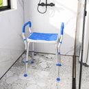HOMCOM Rust-Free Aluminium Bath Chair with Adjustable Height, Dark Blue