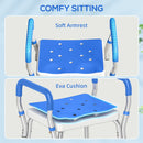 HOMCOM Rust-Free Aluminium Bath Chair with Adjustable Height, Dark Blue