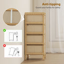 HOMCOM Chest of Drawers, 4 Drawers Dresser with Bamboo Frame, Cream White