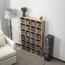 HOMCOM DVD CD Media Storage Rack, Video Display Unit, 89 X 130.5 Cm, Natural Wood Finish/Grey