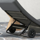 Outsunny Outdoor Rattan Sun Lounger With Reclining Back, Wheels
