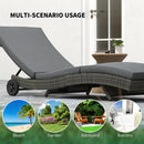 Outsunny Outdoor Rattan Sun Lounger With Reclining Back, Wheels