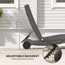 Outsunny Outdoor Rattan Sun Lounger With Reclining Back, Wheels