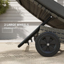 Outsunny Outdoor Rattan Sun Lounger With Reclining Back, Wheels