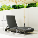 Outsunny Outdoor Rattan Sun Lounger With Reclining Back, Wheels