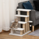 PawHut Pet Stair with 4-step Climb Ladder, Scratching Posts, White