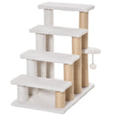PawHut Pet Stair with 4-step Climb Ladder, Scratching Posts, White
