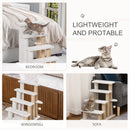 PawHut Pet Stair with 4-step Climb Ladder, Scratching Posts, White