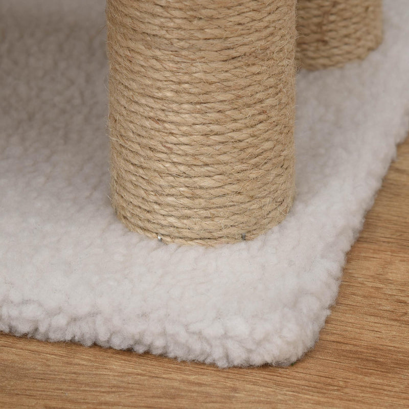 PawHut Pet Stair with 4-step Climb Ladder, Scratching Posts, White