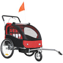HOMCOM 2 Seat Bike Trailer with 5 Point Harness, for 18+ Months, Red