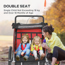 HOMCOM 2 Seat Bike Trailer with 5 Point Harness, for 18+ Months, Red