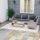 Outsunny 274 X 182 Cm Reversible Outdoor RV Rug Floor Mat, Coffee And White