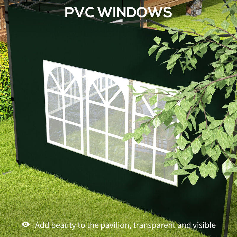 Outsunny Gazebo Side Panels for 3x3(m) or 3x6m Gazebo Canopy, 2 Pack, Green