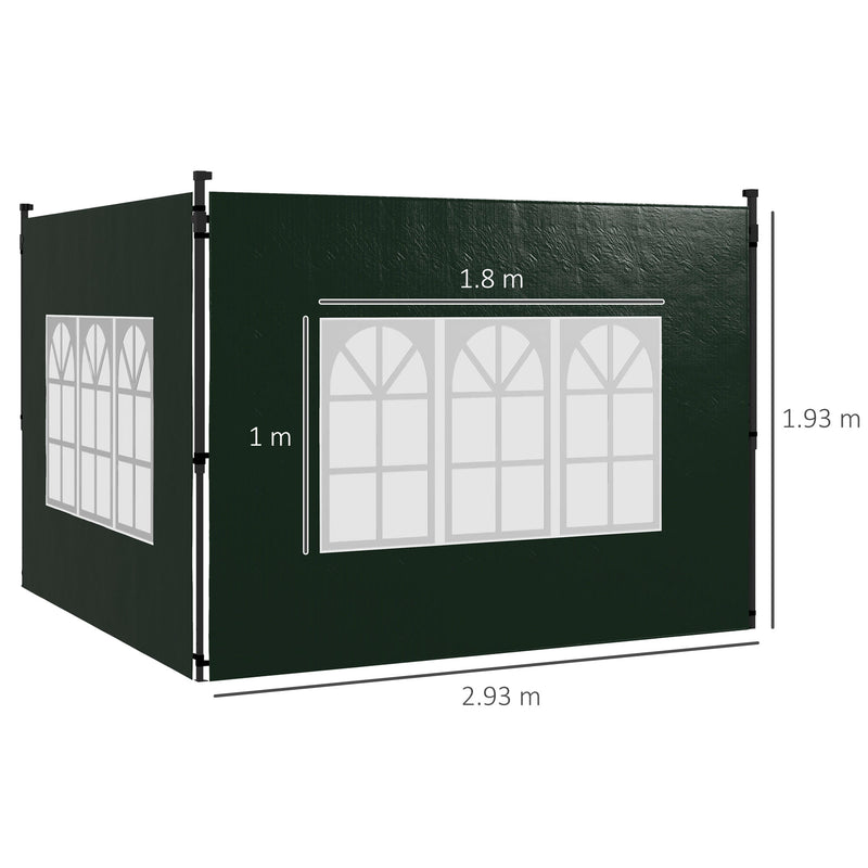 Outsunny Gazebo Side Panels for 3x3(m) or 3x6m Gazebo Canopy, 2 Pack, Green