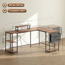 HOMCOM 168cm Reversible L Shaped Desk, 240cm Two Person Desk