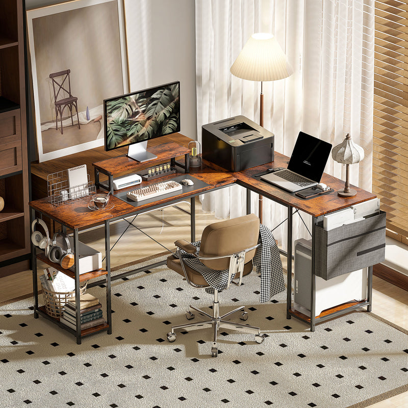 HOMCOM 168cm Reversible L Shaped Desk, 240cm Two Person Desk