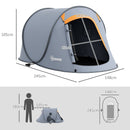 Outsunny Pop up Camping Tent for 2 Man, 2000mm Waterproof with Carry Bag