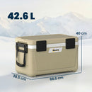 Outsunny 42.6L Insulated Cool Box, Portable Ice Cooler With Handle, Khaki