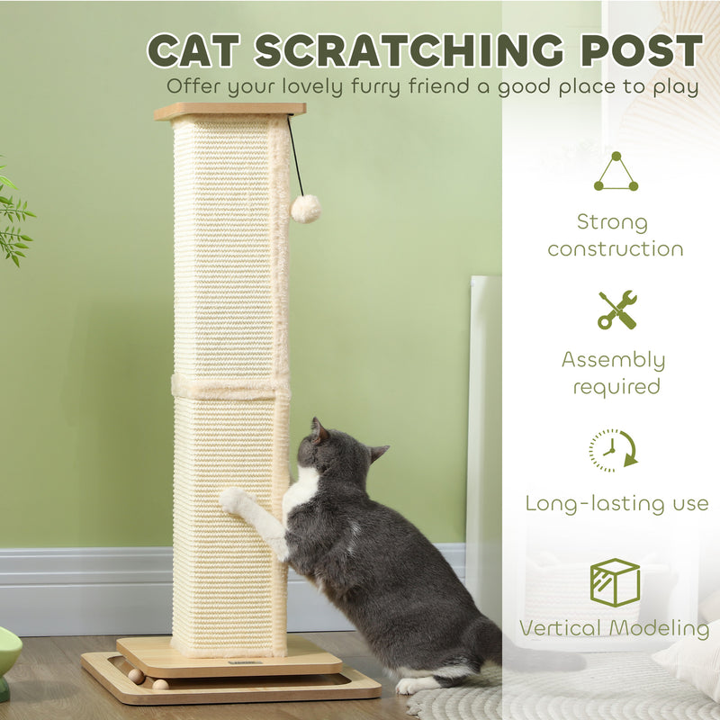PawHut Cat Scratching Post 3 in 1 Cat Scratcher w/ Track Ball Toy