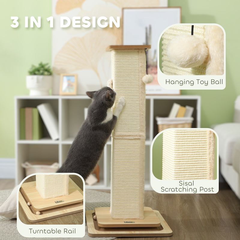 PawHut Cat Scratching Post 3 in 1 Cat Scratcher w/ Track Ball Toy
