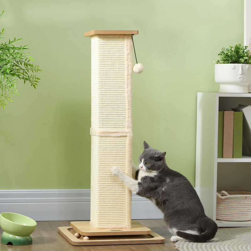 PawHut Cat Scratching Post 3 in 1 Cat Scratcher w/ Track Ball Toy