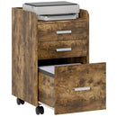 HOMCOM Mobile Filing Cabinet, Lockable File Cabinet, Rustic Brown
