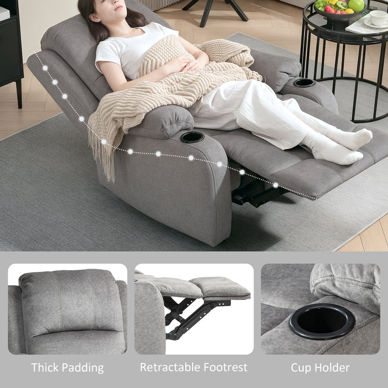 HOMCOM Recliner Armchair for Living Room, Recliner Chair with Cup Holder