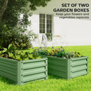 Outsunny Set of 2 Raised Garden Bed Galvanised Planter Box, Light Green
