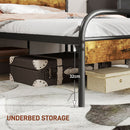 HOMCOM Double Bed Frame With Headboard, No Box Spring Needed, Rustic Brown