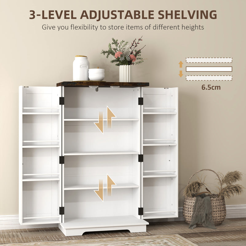 HOMCOM Kitchen Cupboard Pantry Cabinet with Adjustable Shelves White