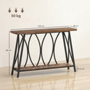 HOMCOM Console Table, Industrial Narrow Sofa Table with 2 Tiers, Metal Frame