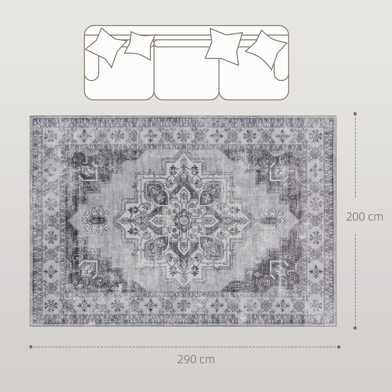 HOMCOM Flannel Non-Slip Washable Rug for Living Room,
