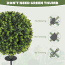 HOMCOM Set of 2 40cm Artificial Boxwood Topiary Ball Bush for Indoor Outdoor