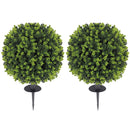 HOMCOM Set of 2 40cm Artificial Boxwood Topiary Ball Bush for Indoor Outdoor