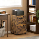 HOMCOM 3 Drawer File Cabinet Rolling Filing Cabinet For A4 And Letter Brown