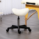 HOMCOM Saddle Stool Adjustable Rolling Salon Chair for Massage Spa Beauty White