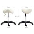 HOMCOM Saddle Stool Adjustable Rolling Salon Chair for Massage Spa Beauty White